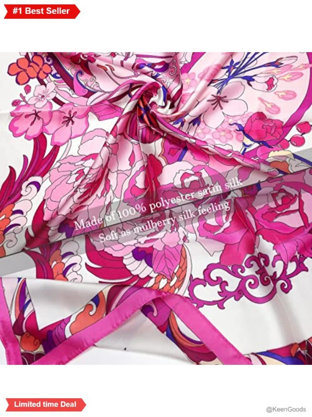 Silk Feeling Satin Square Scarf 27.5'' Head Neck Hair Wrap for Women